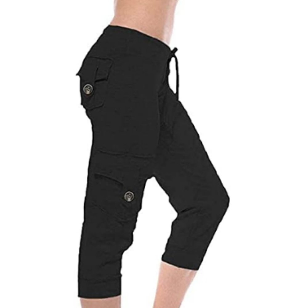 HHGKED  Women's Yoga Capris  Athletic Cropped Pants-  Black - Large - NWT